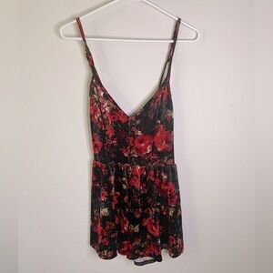 Fragile crushed velvet floral romper